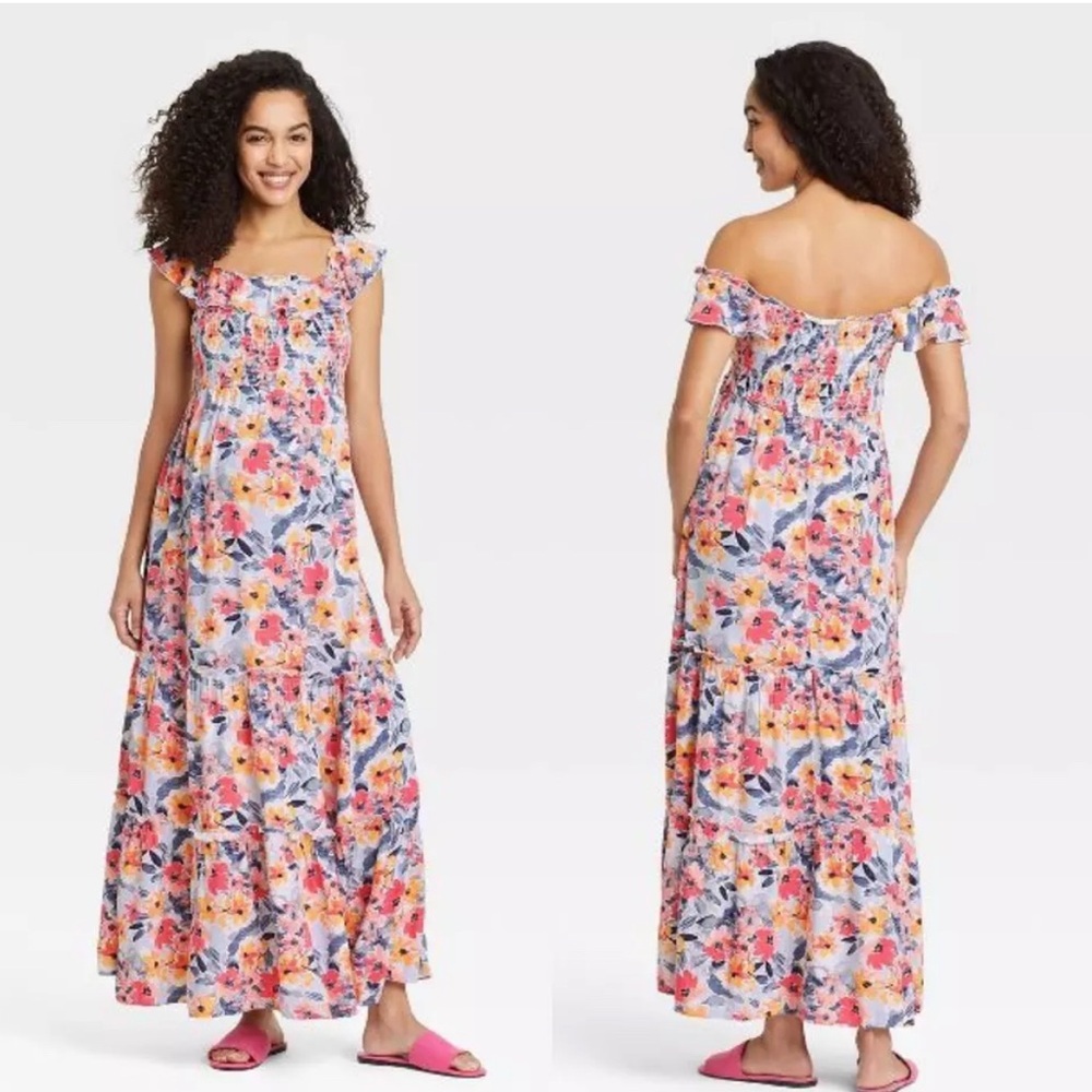 NWT Isabel maternity women’s long maxi floral, flutter sleeve dress sz xxl